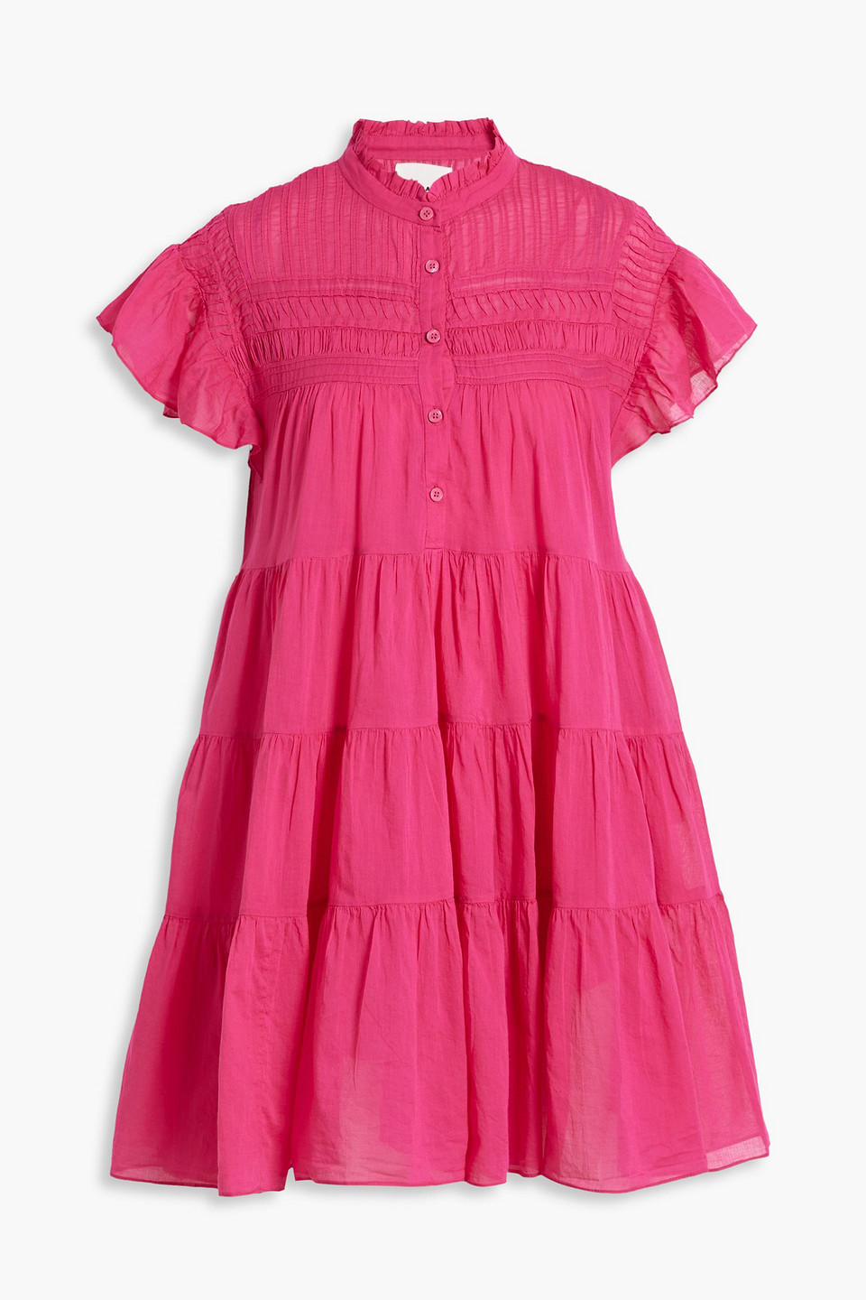 Isabel Marant Étoile Lanikaye Tiered Cotton-voile Mini Dress In Fuchsia