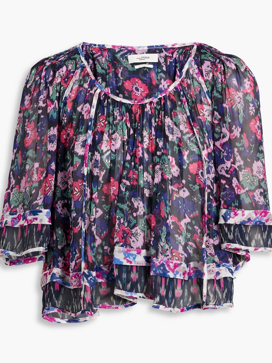 roxini gathered printed georgette blouse
