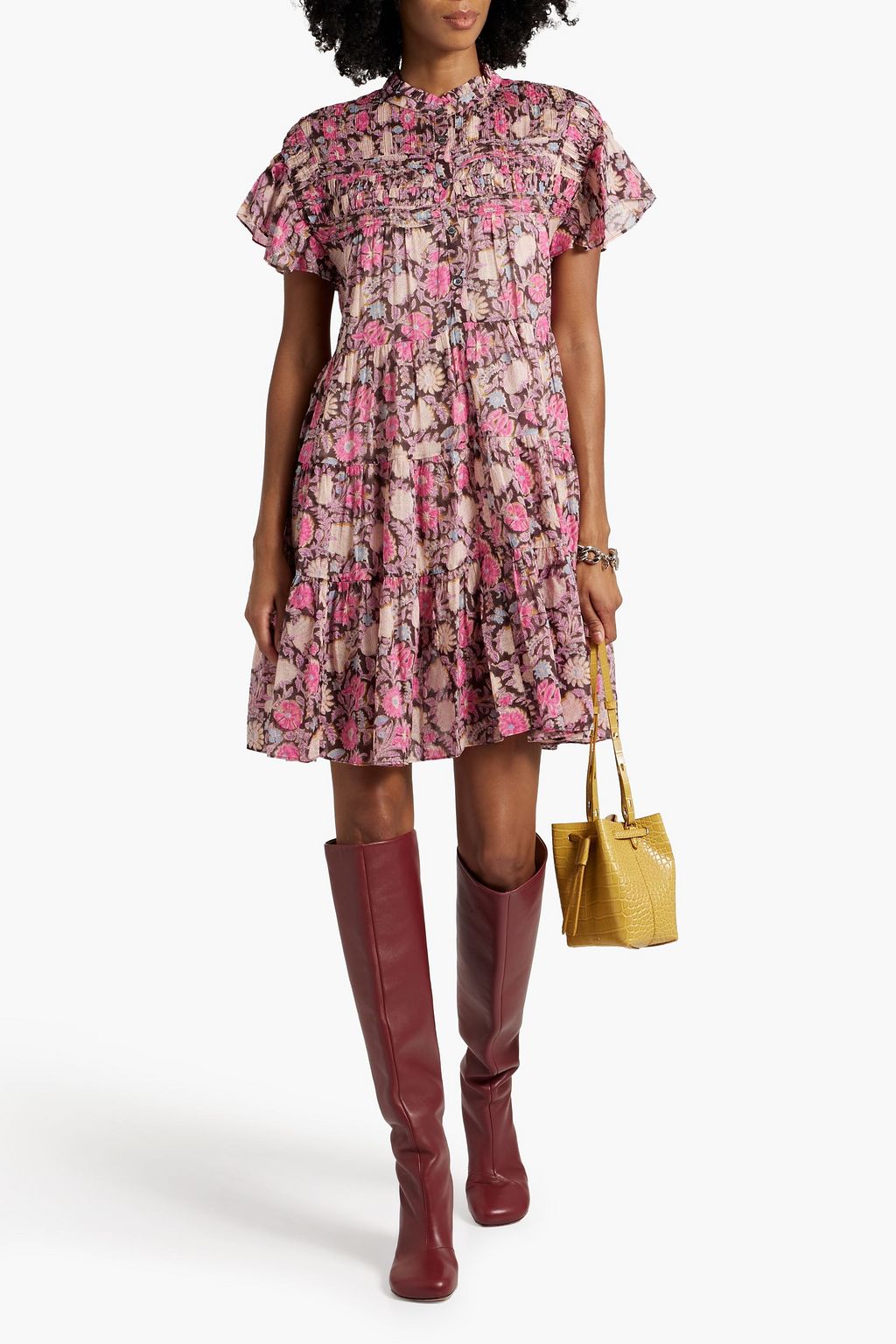 MARANT ÉTOILE Lanikaye tiered floral-print cotton-voile mini dress