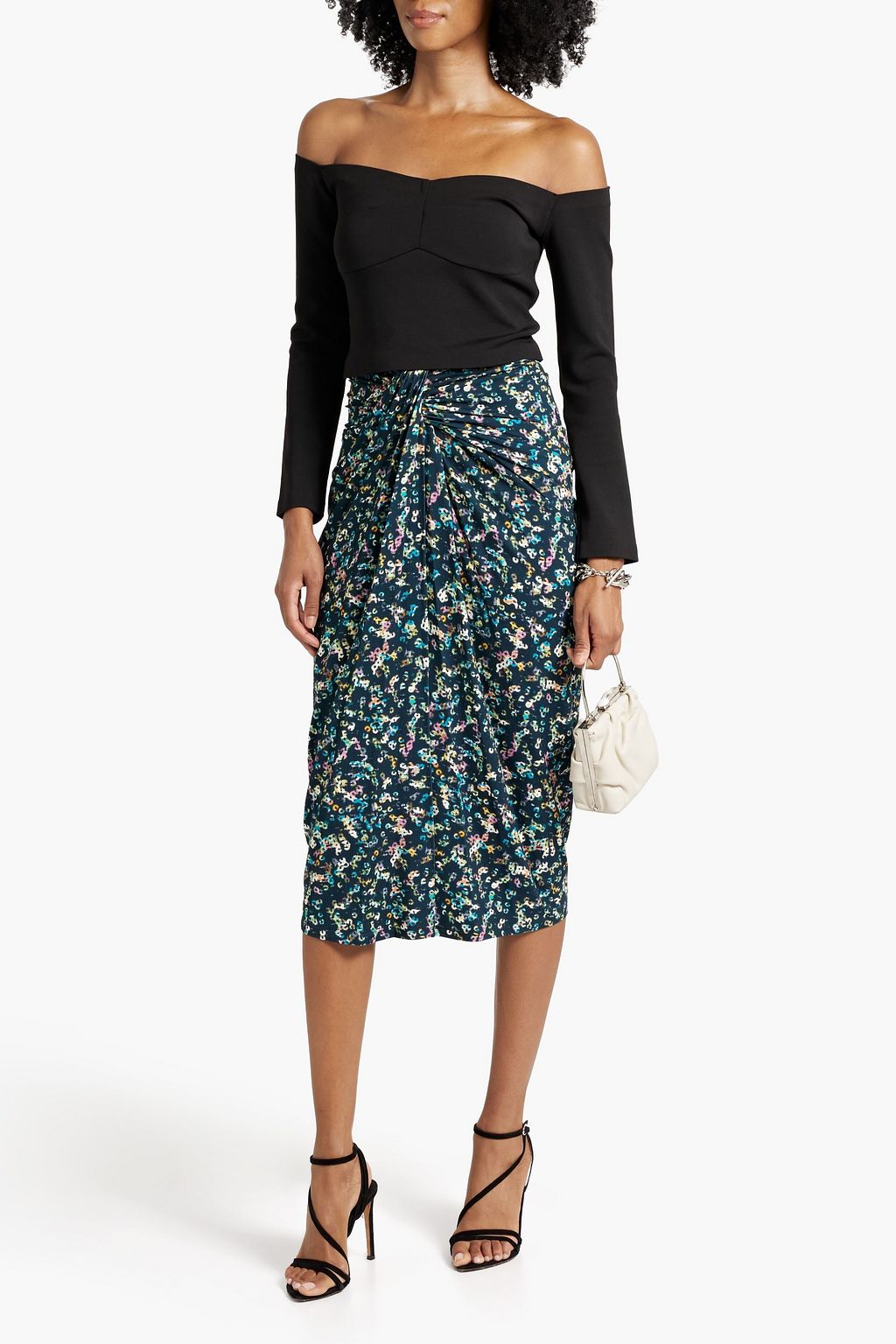 MARANT ÉTOILE Jeldia draped printed stretch-jersey midi skirt