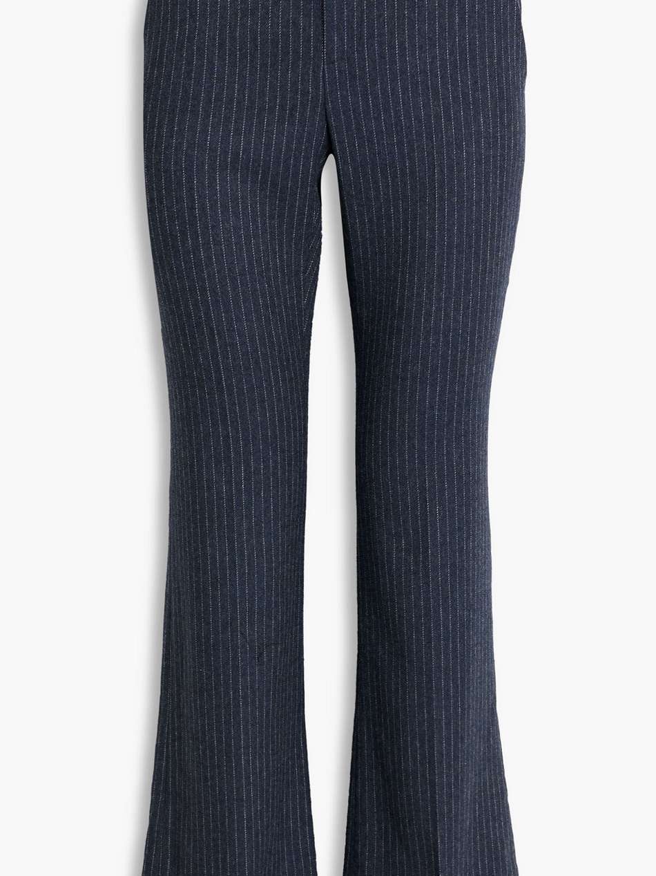 pinstriped woven flared pants