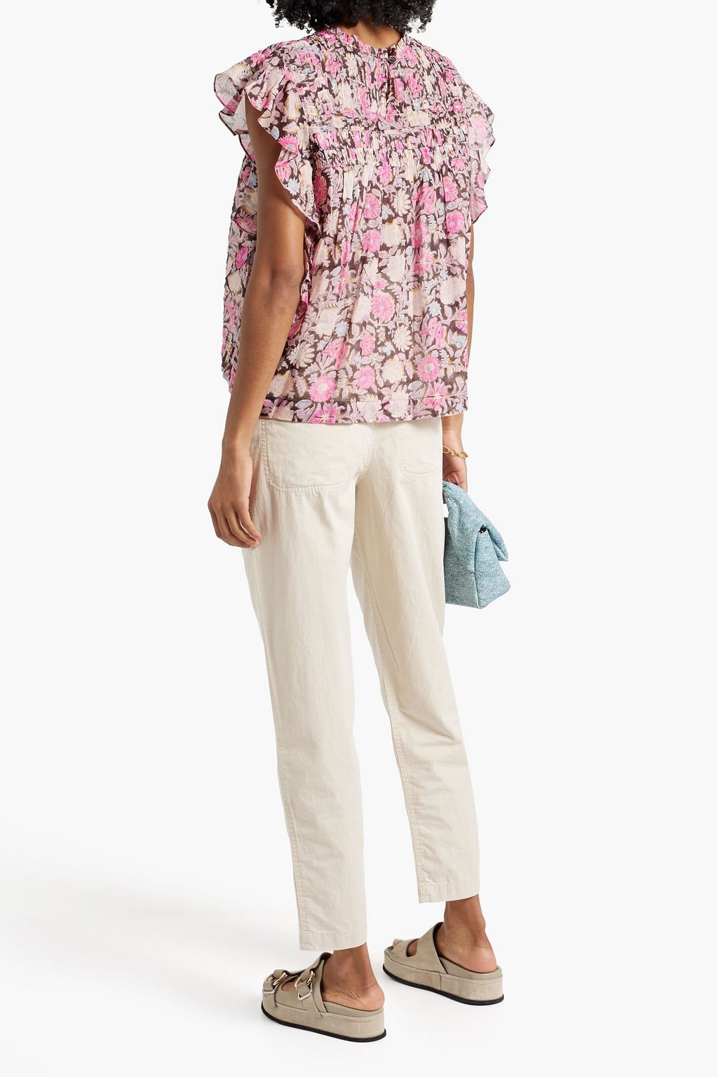 MARANT ÉTOILE Layona ruffled printed cotton-voile top