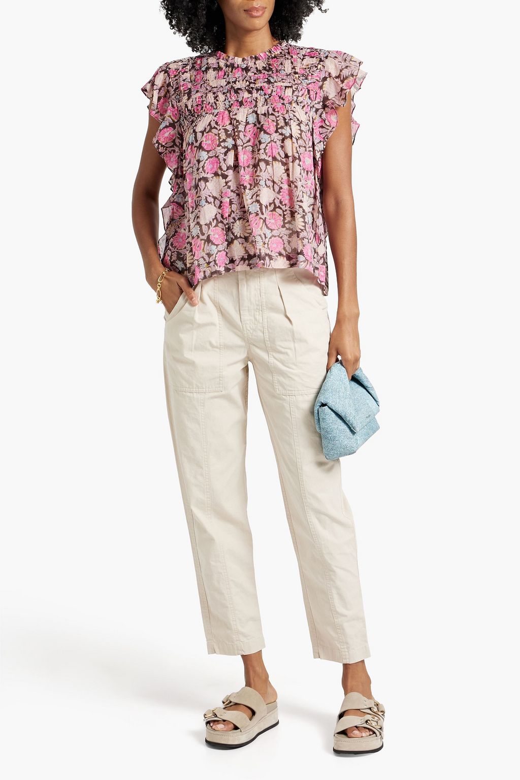 MARANT ÉTOILE Layona ruffled printed cotton-voile top