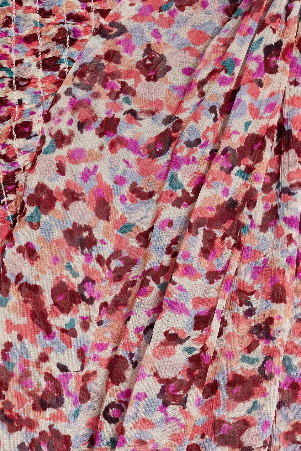 Isabel Marant Étoile Fapani Ruffled Printed Georgette Top In Magenta