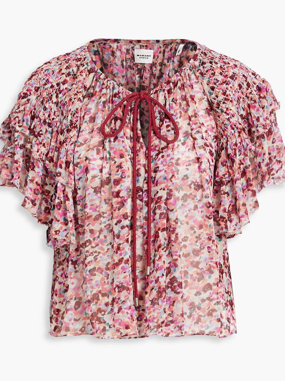 fapani ruffled printed georgette top