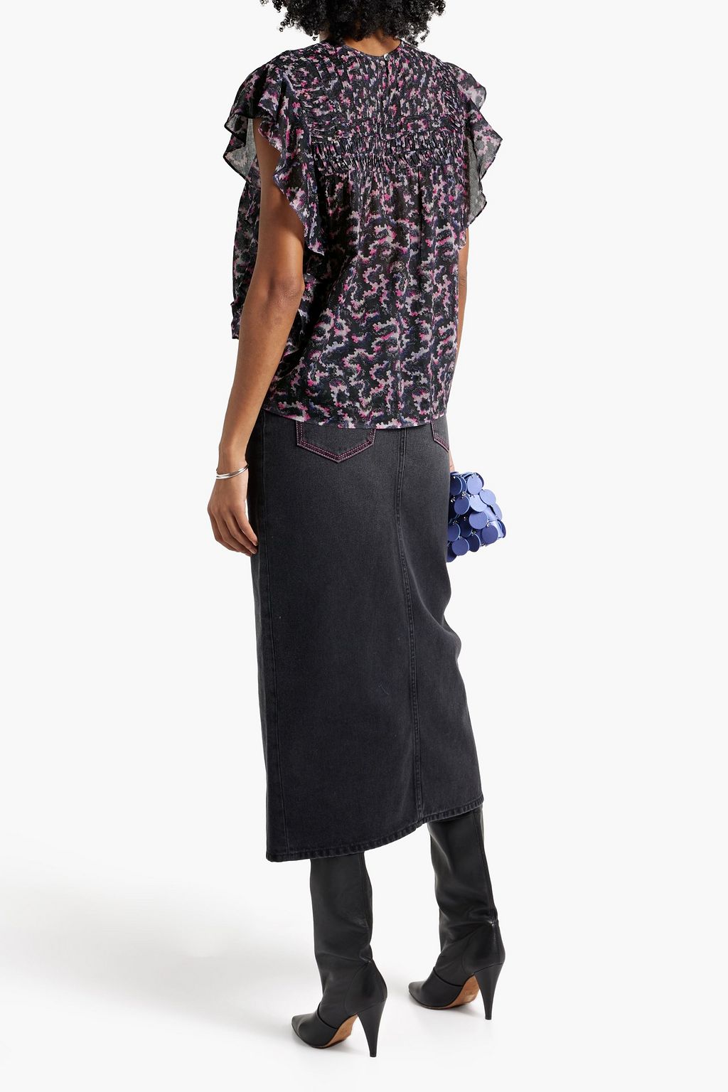 MARANT ÉTOILE Ilayona ruffled printed cotton-voile top