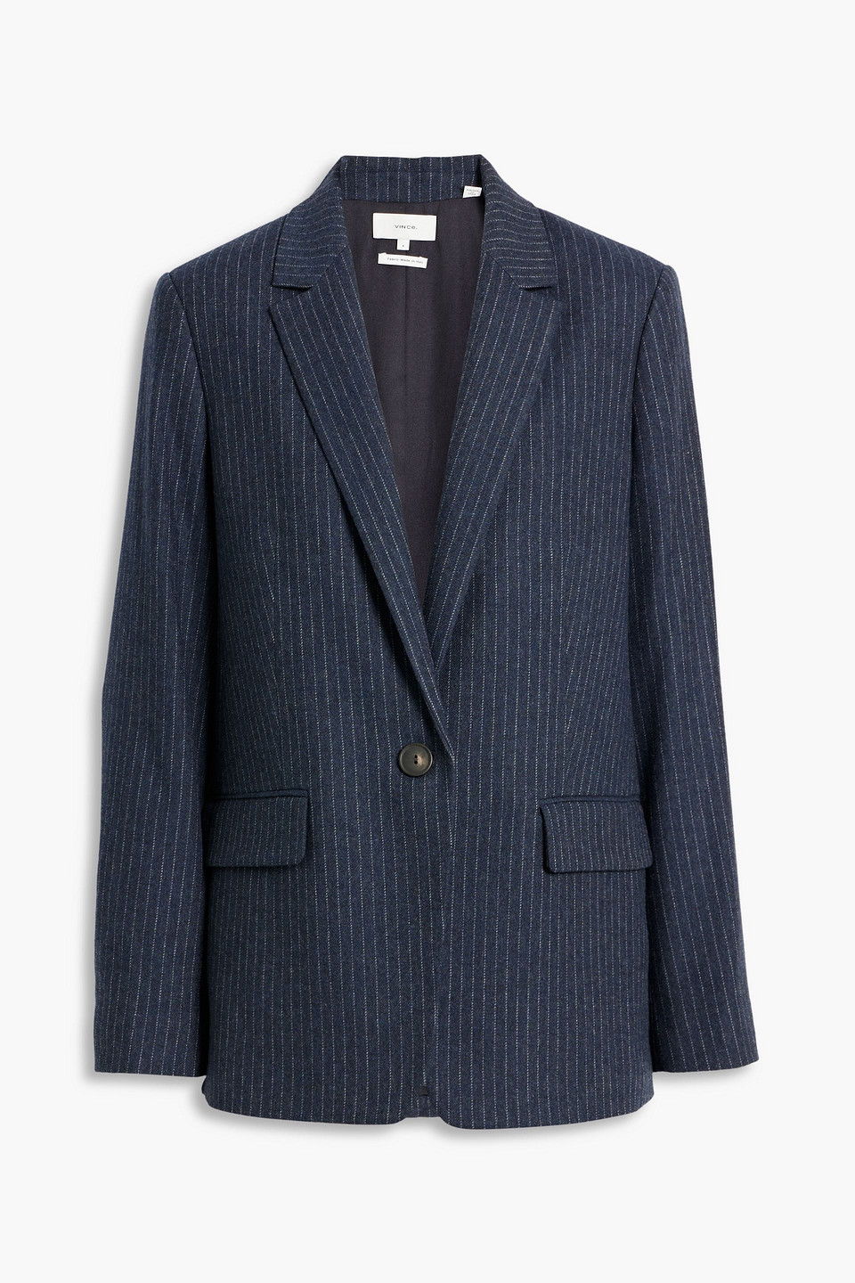 Vince Pinstripe Flannel Blazer In Navy