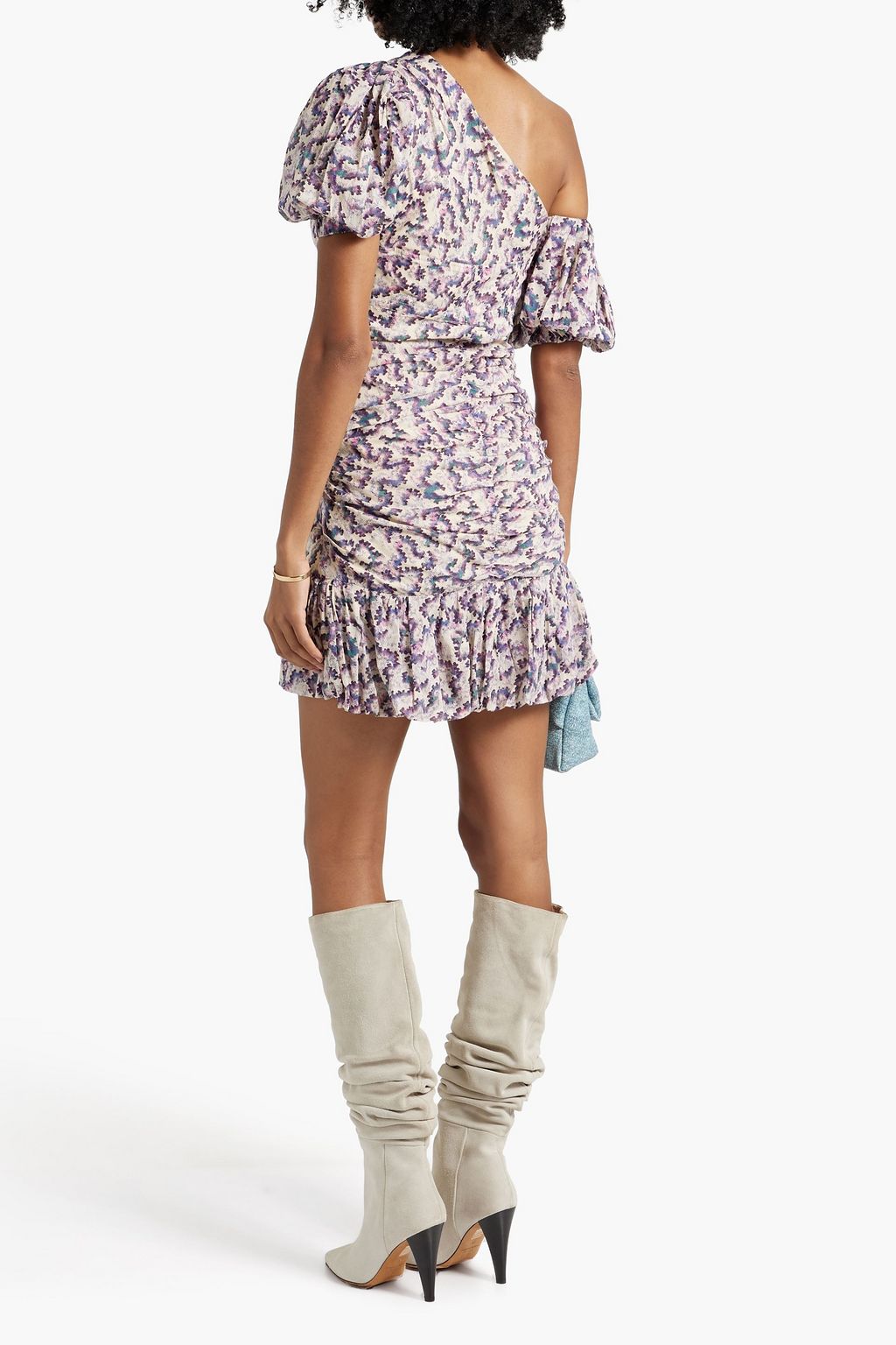 MARANT ÉTOILE Lecia one-shoulder ruched printed cotton-voile mini dress