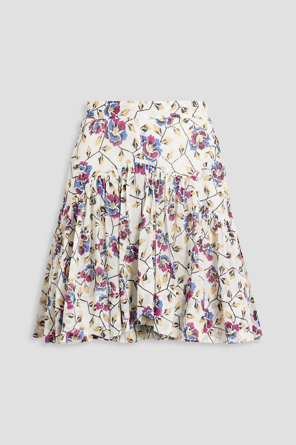Isabel Marant Étoile Saureena Gathered Printed Cotton-voile Mini Skirt In Ecru