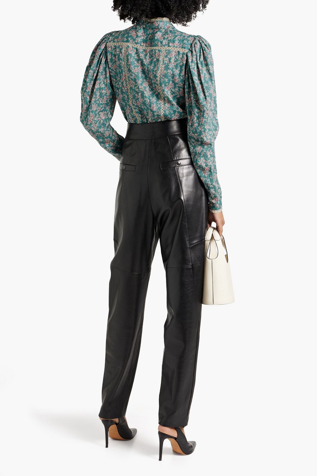 MARANT ÉTOILE Reafi lace-trimmed printed cotton-mousseline blouse