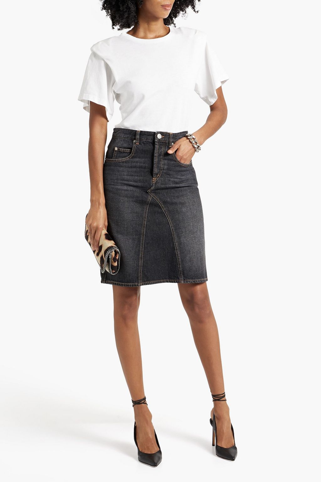 MARANT ÉTOILE Fiali faded denim skirt