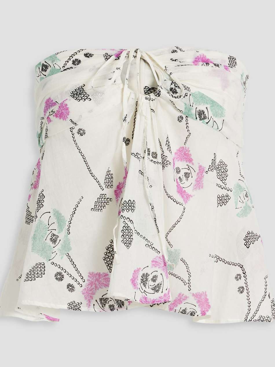 gabao strapless printed cotton-voile top