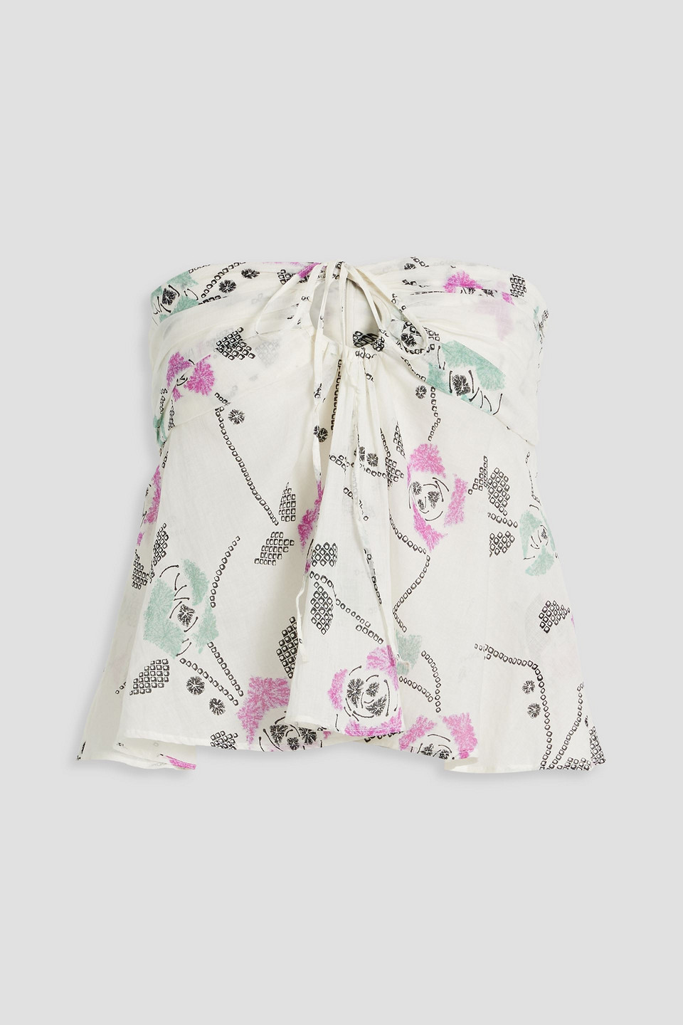 Isabel Marant Étoile Gabao Strapless Printed Cotton-voile Top In Off-white
