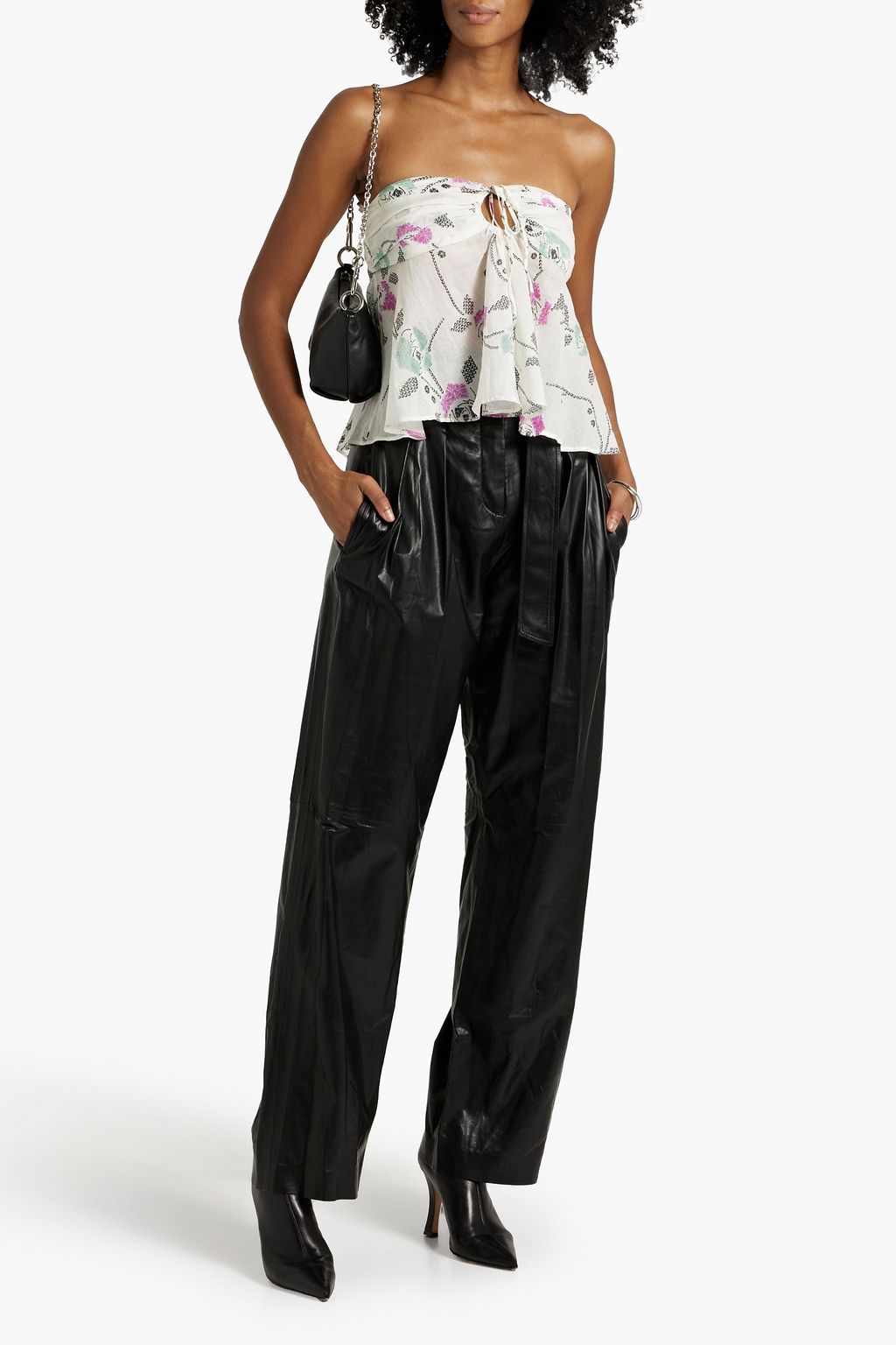 MARANT ÉTOILE Gabao strapless printed cotton-voile top