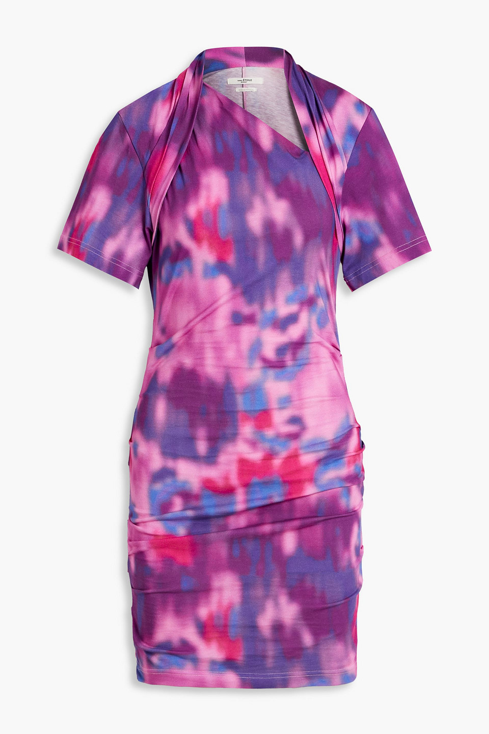Isabel Marant Étoile Zendaya Ruched Printed Cotton-jersey Mini Dress In Pink
