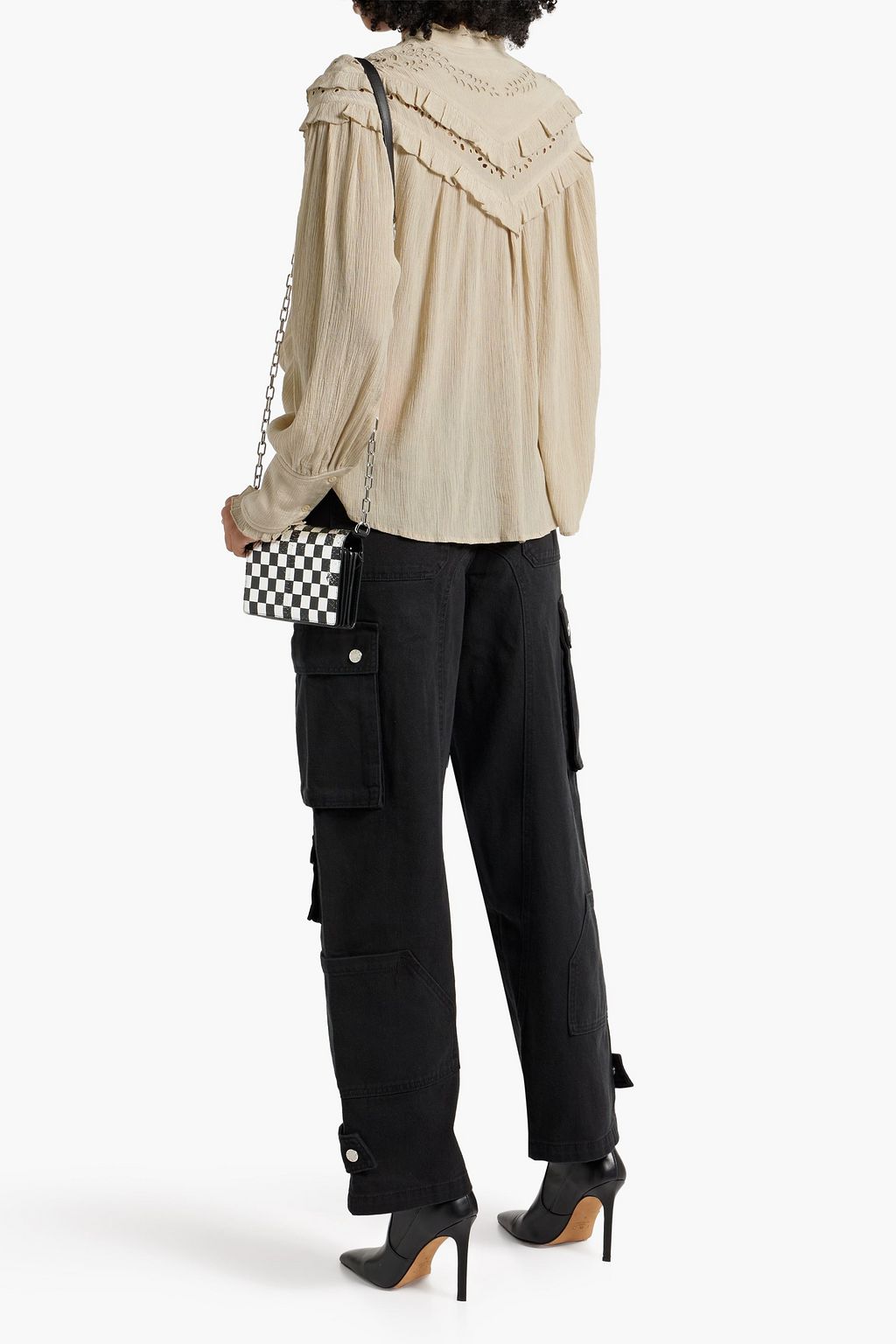 MARANT ÉTOILE Izae broderie anglaise-paneled crepon top