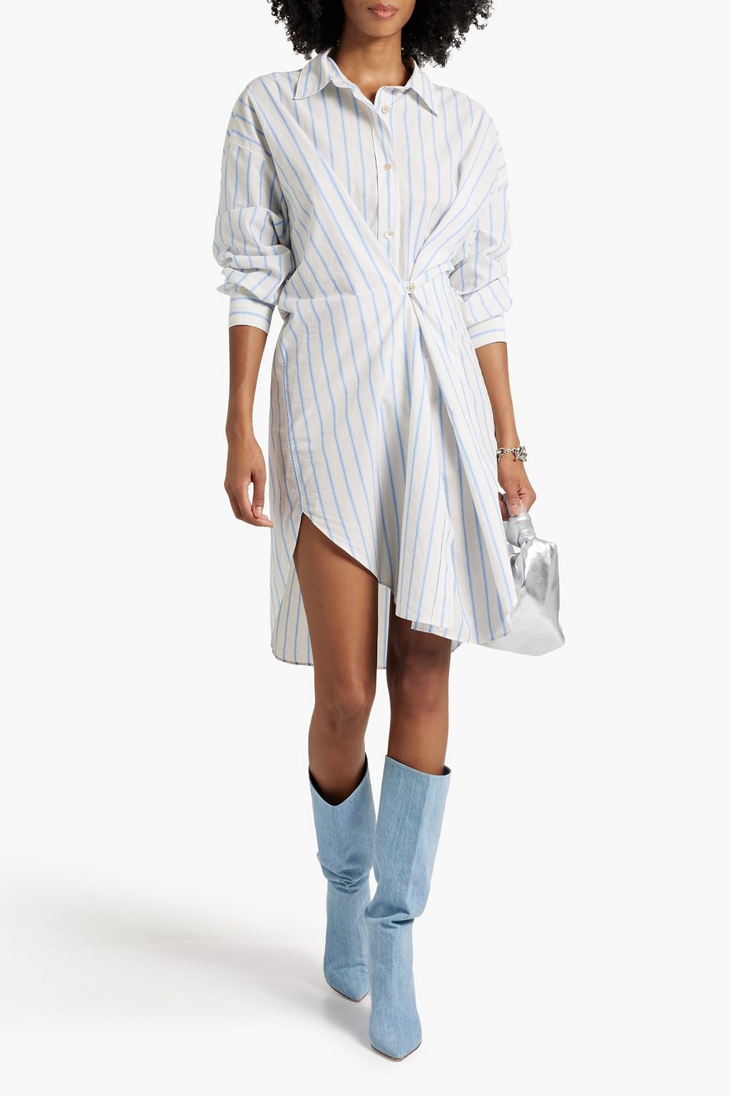 MARANT ÉTOILE Seen striped cotton-poplin midi shirt dress