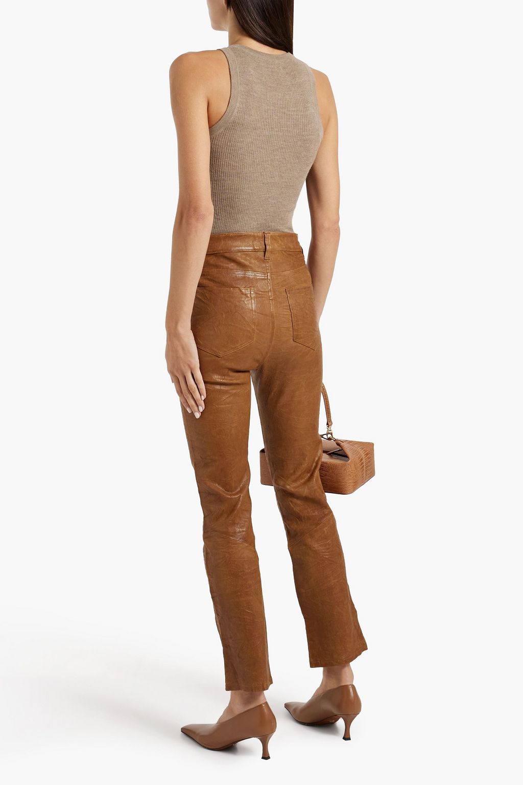 PAIGE Cindy leather slim-leg pants