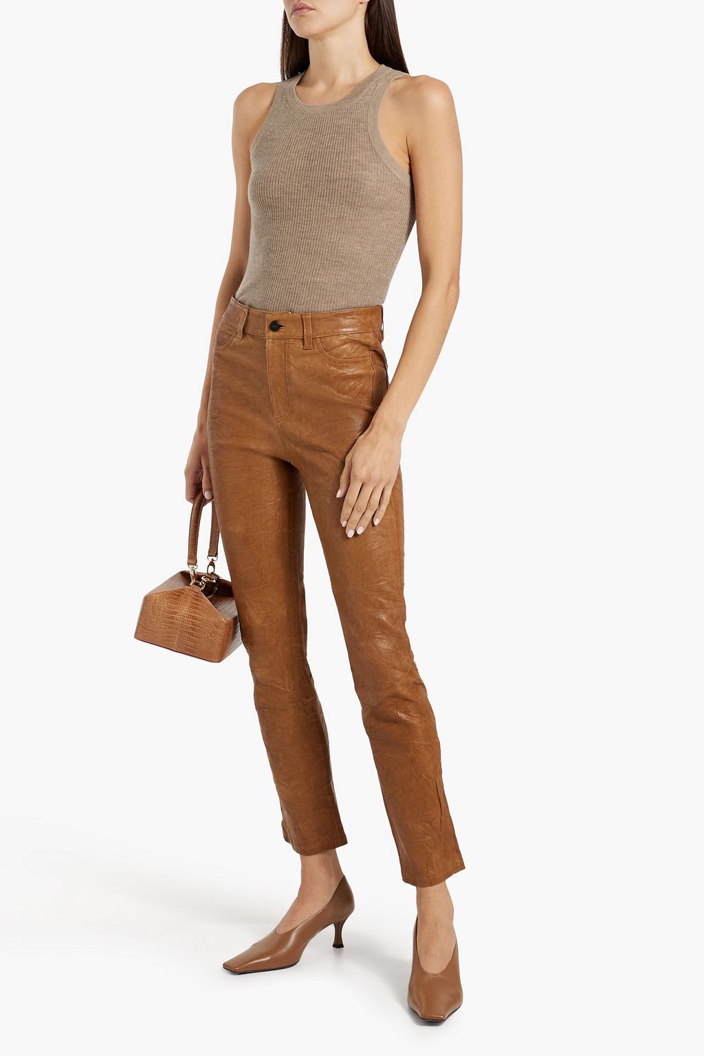 PAIGE Cindy leather slim-leg pants