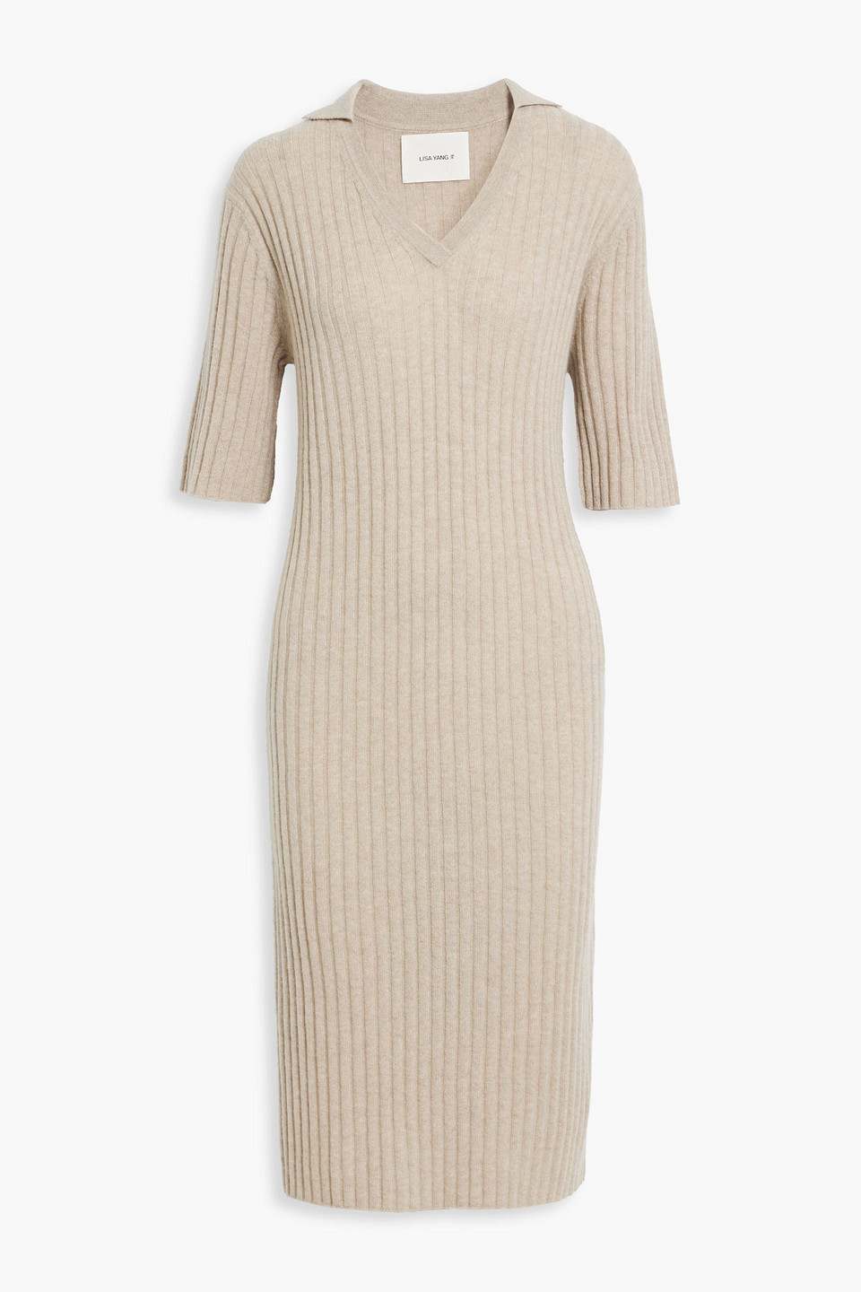 Lisa Yang Millie Ribbed Cashmere Midi Dress In Sand