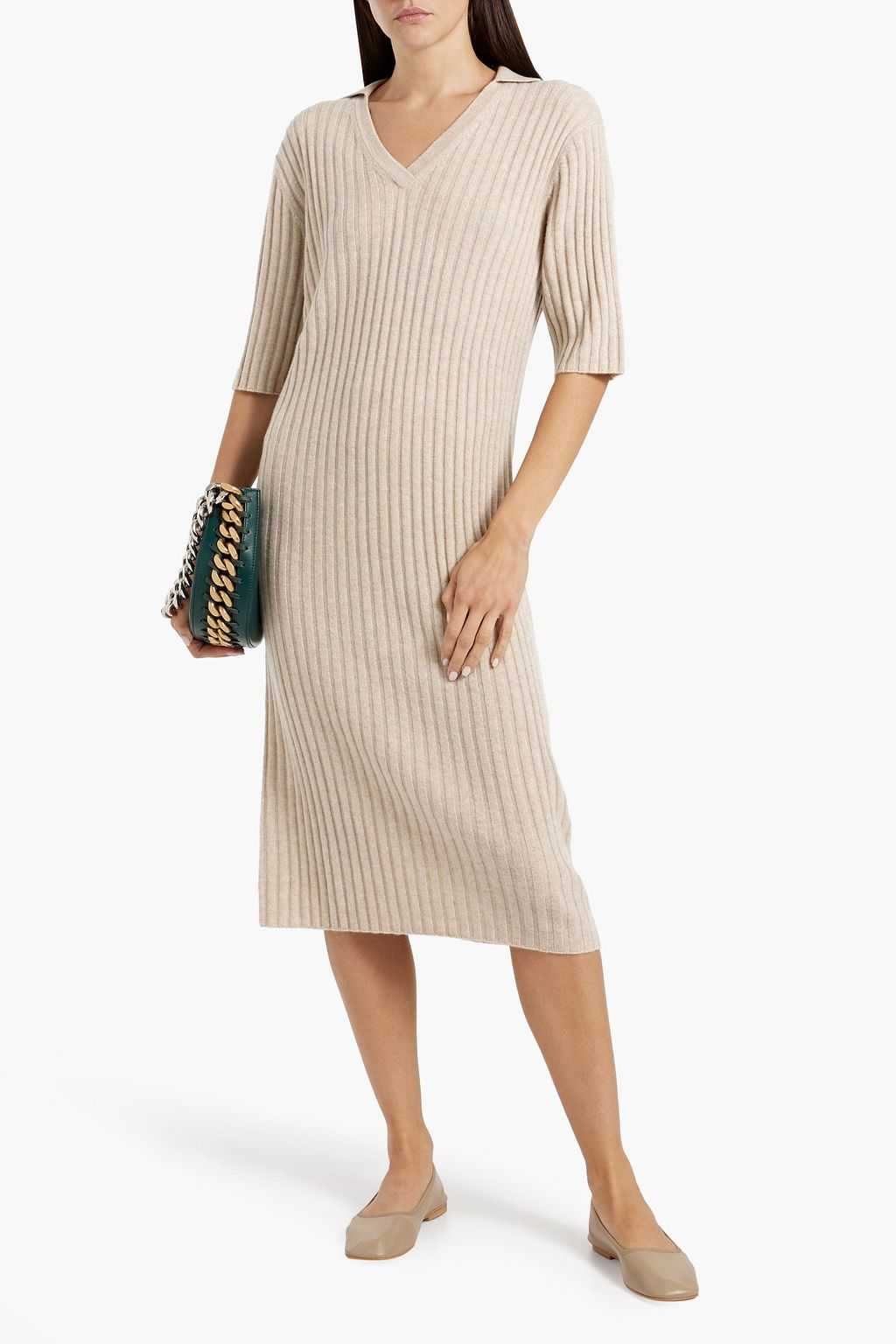 LISA YANG Millie ribbed cashmere midi dress