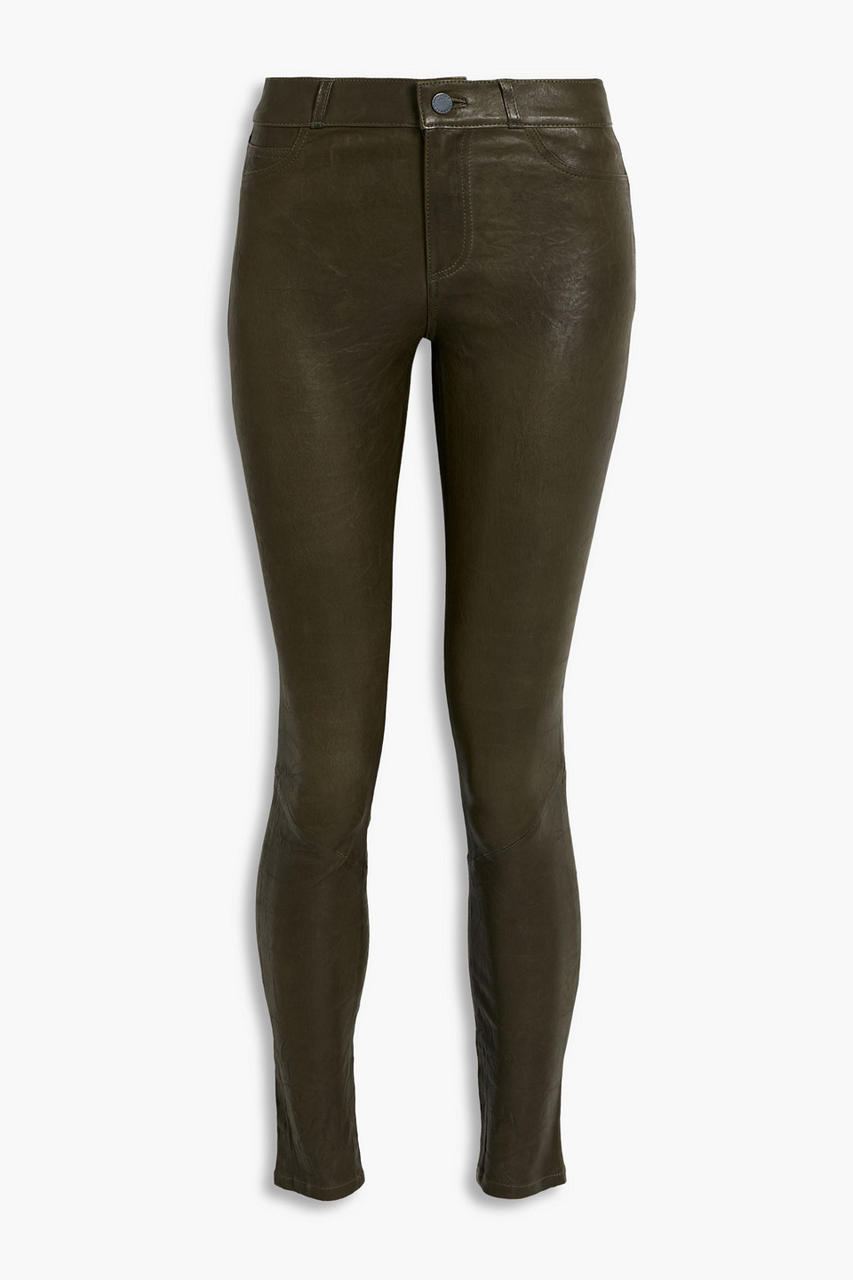 Paige Hoxton Leather Skinny Pants In Army Green