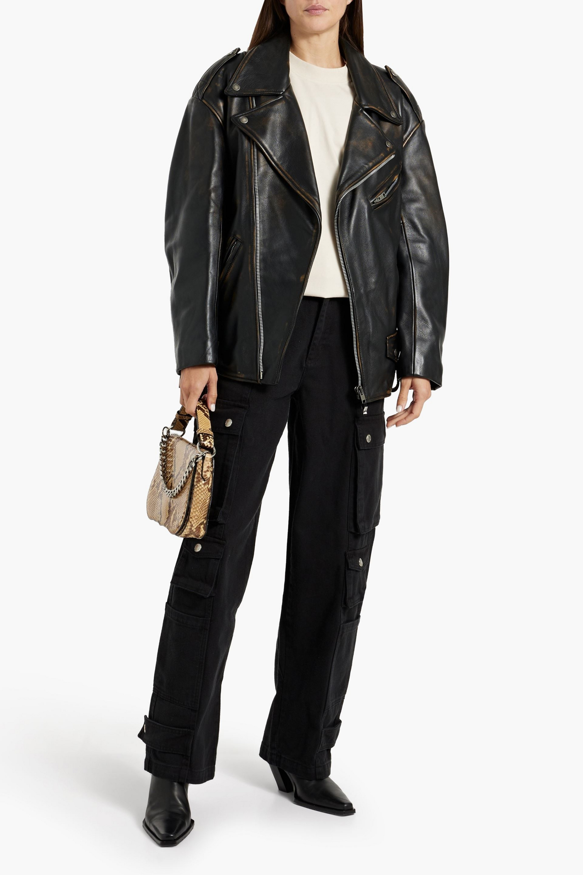 Isabel Marant Alienor distressed leather biker jacket
