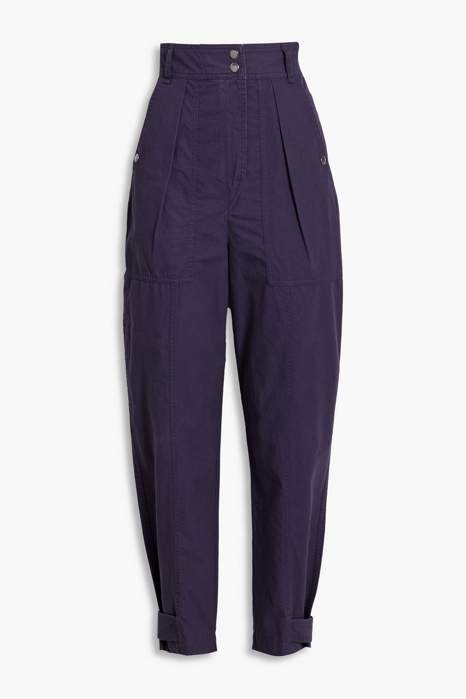 Isabel Marant Étoile Rowina Pleated Cotton-canvas Tapered Pants In Dark Purple