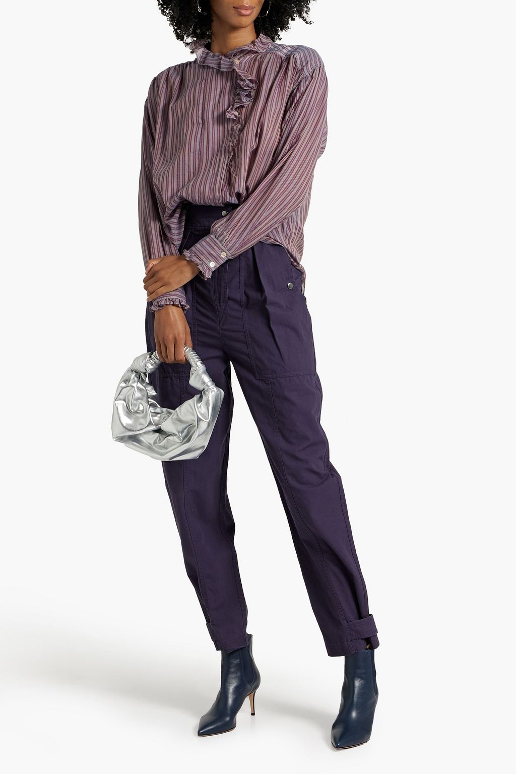 MARANT ÉTOILE Rowina pleated cotton-canvas tapered pants