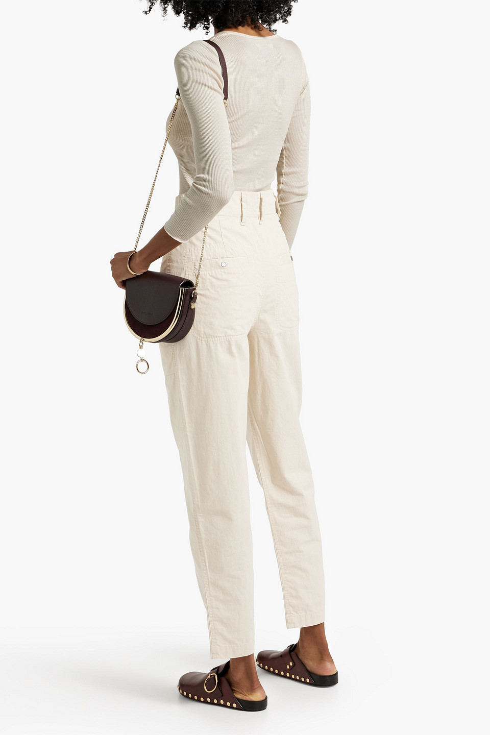 Isabel Marant Étoile Kiana Pleated Cotton-canvas Tapered Pants In Ecru