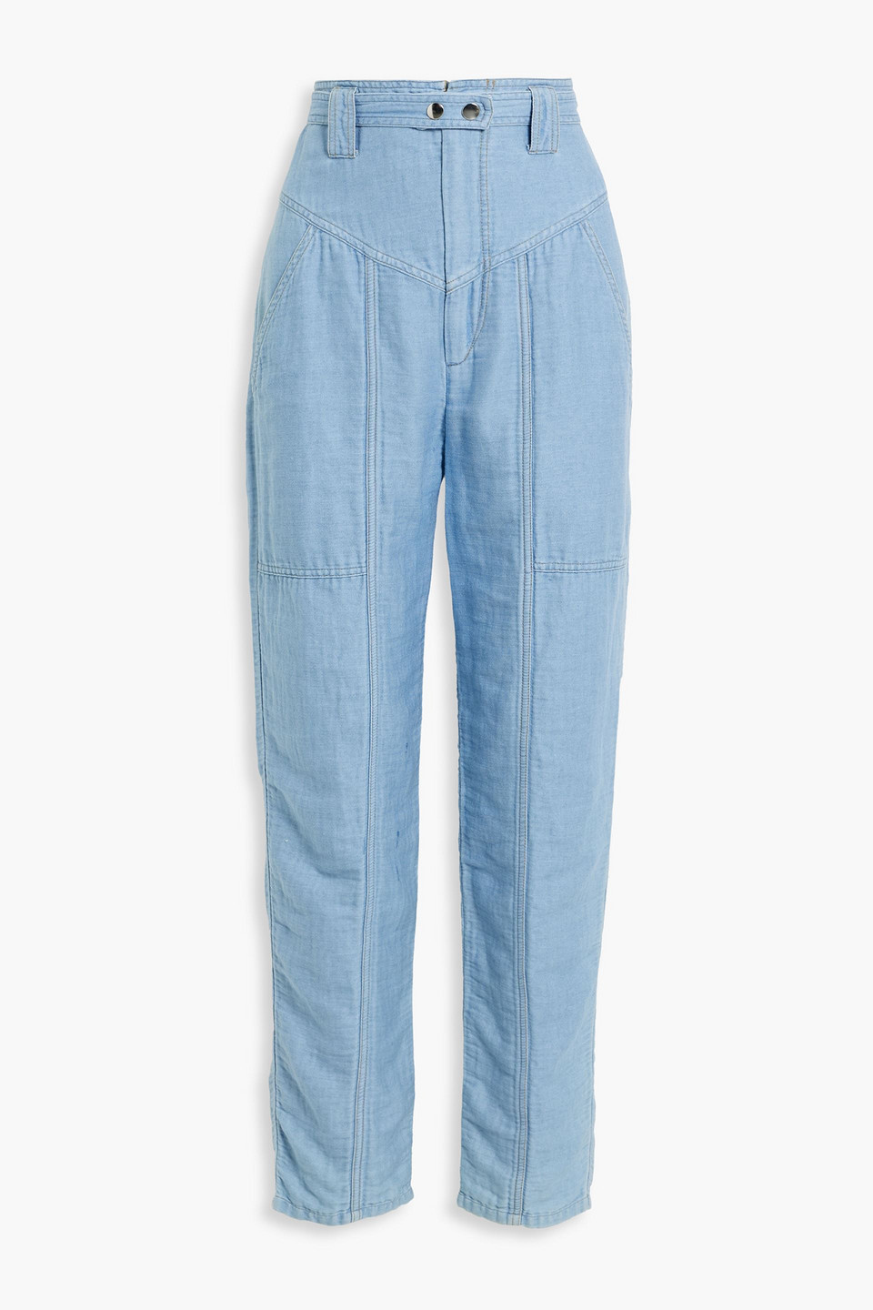 Isabel Marant Kaori Cotton And Linen-blend Tapered Pants In Light Blue