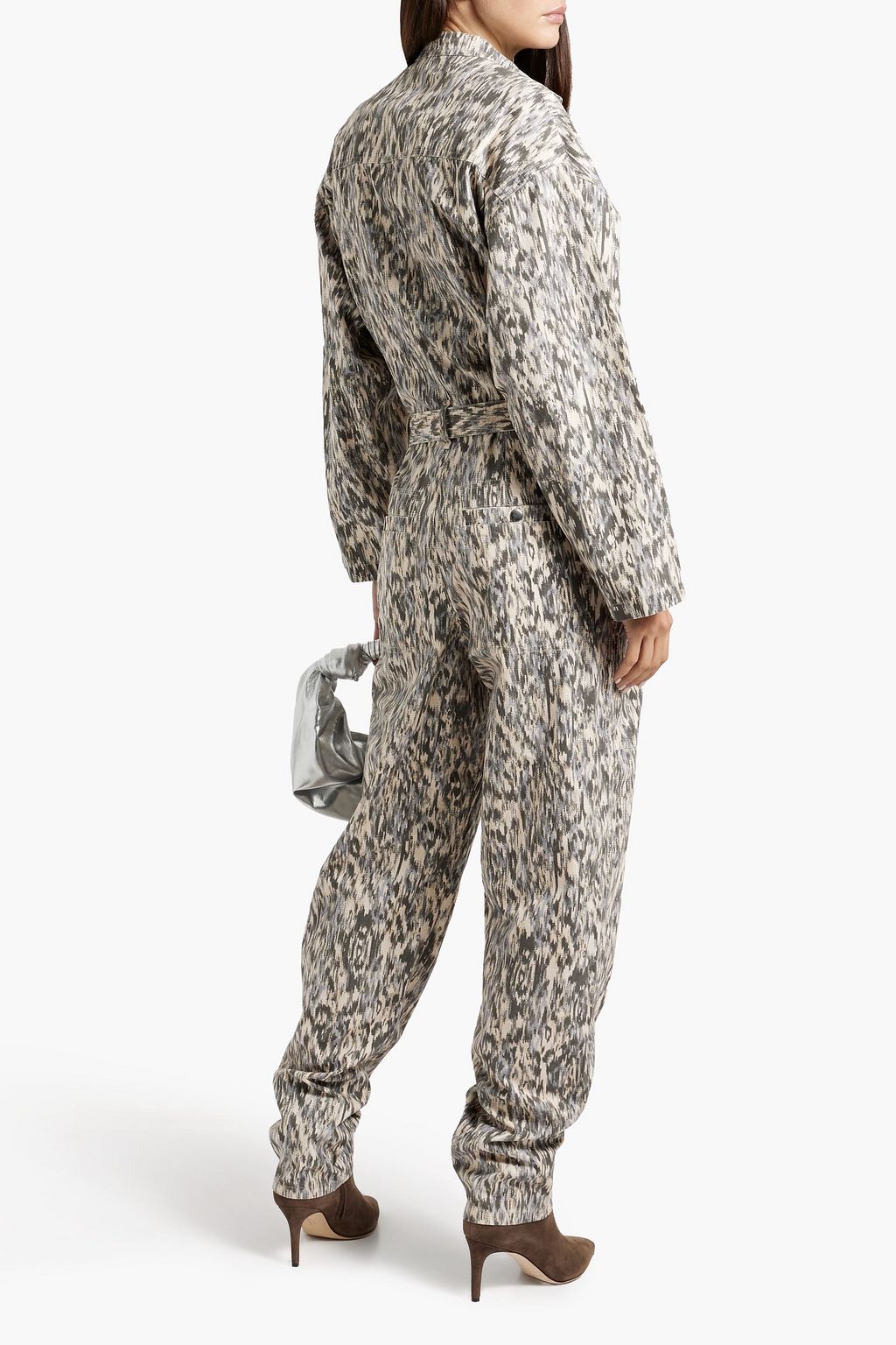 MARANT ÉTOILE Kendra belted printed cotton-canvas jumpsuit
