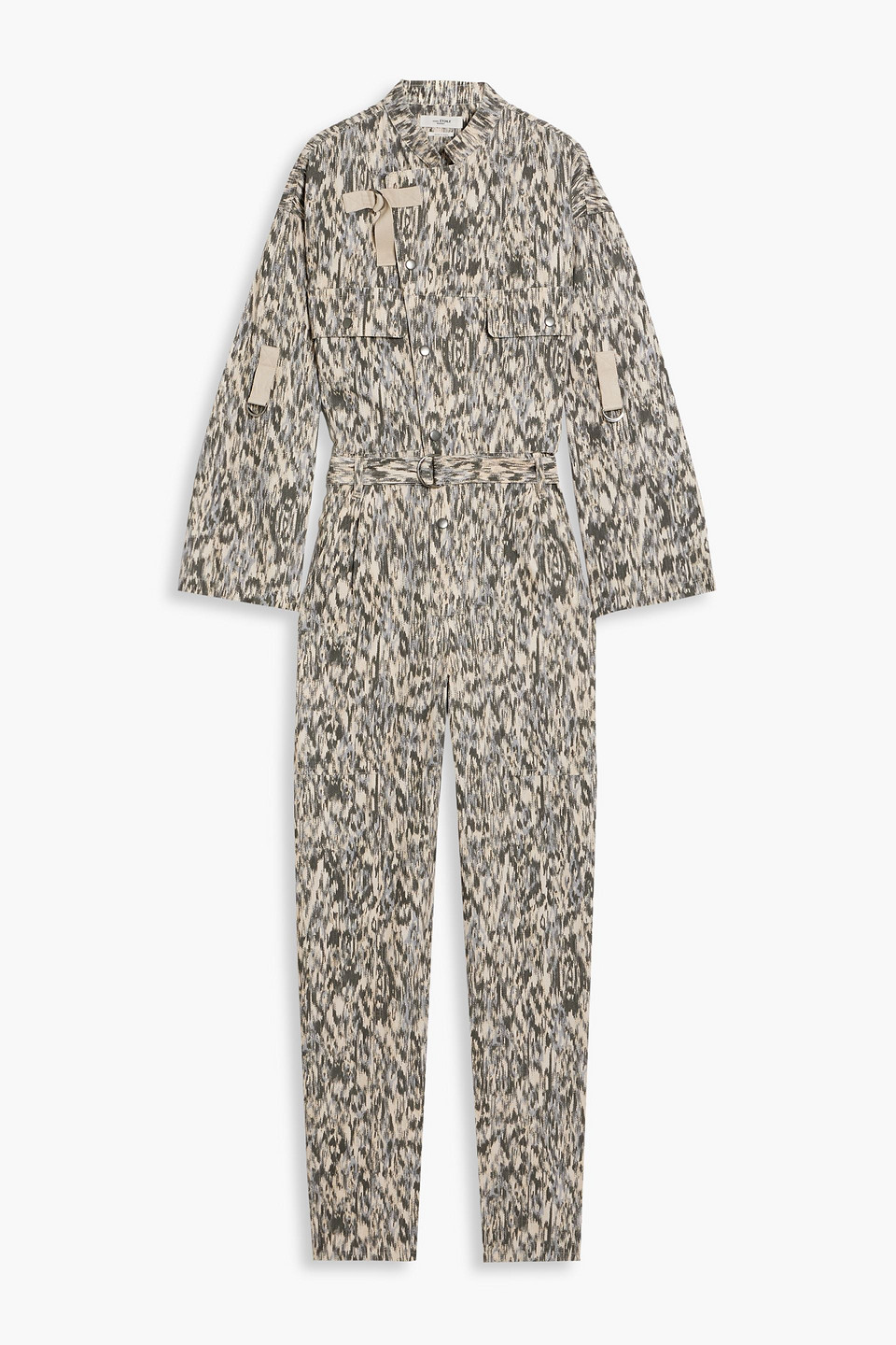 Isabel Marant Étoile Kendra Belted Printed Cotton-canvas Jumpsuit In Anthracite