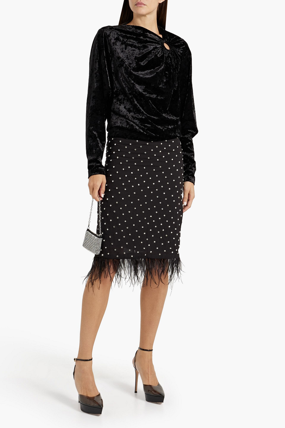 ISABEL MARANT GUILAZIA CUTOUT CRUSHED-VELVET TOP