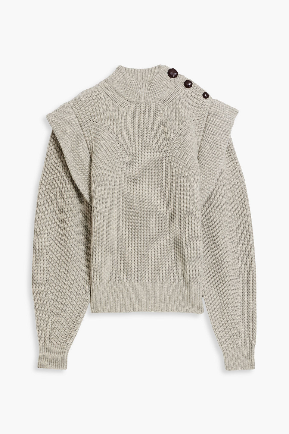 Isabel Marant Peggy Ribbed Cashmere And Wool Turtleneck Sweater In Light Gray