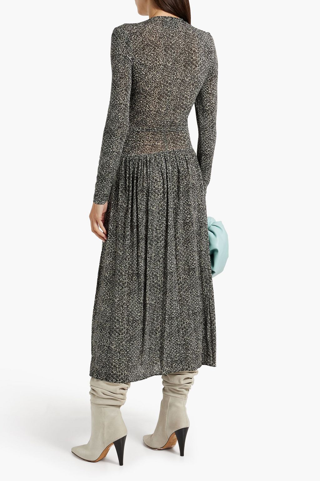 ISABEL MARANT Jenny pleated printed stretch-jersey midi dress