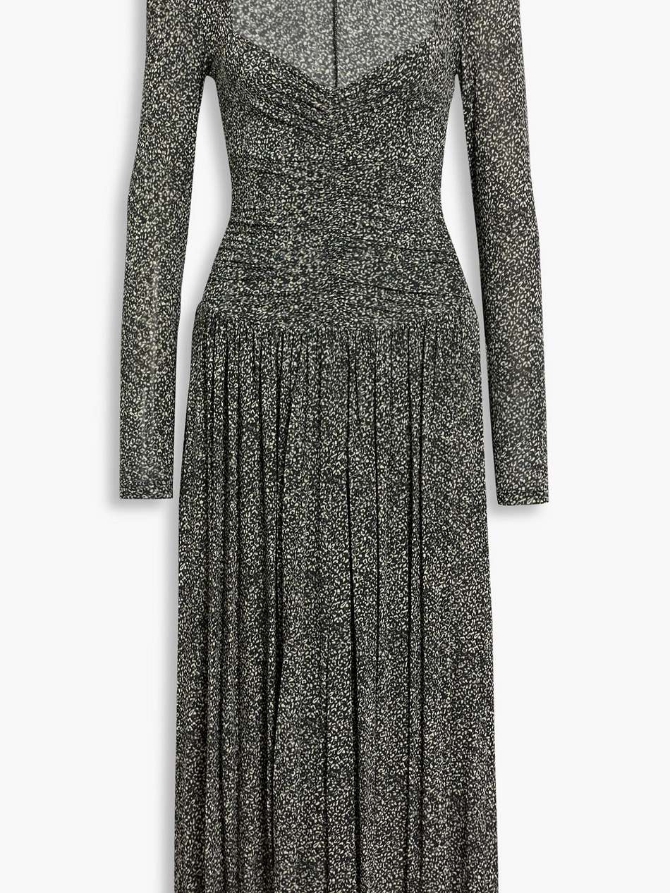jenny pleated printed stretch-jersey midi dress