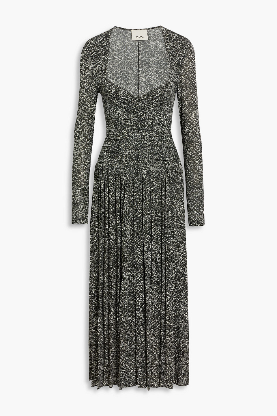Isabel Marant Jenny Pleated Printed Stretch-jersey Midi Dress In Black