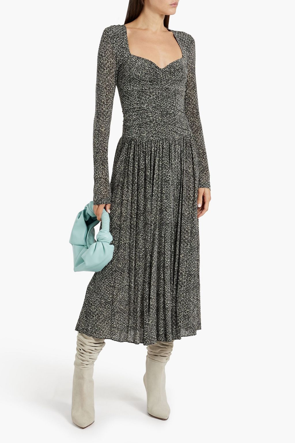 ISABEL MARANT Jenny pleated printed stretch-jersey midi dress
