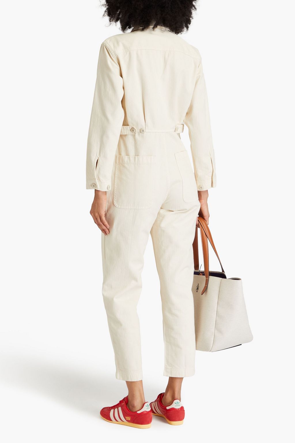 ALEX MILL Cropped herringbone cotton jumpsuit