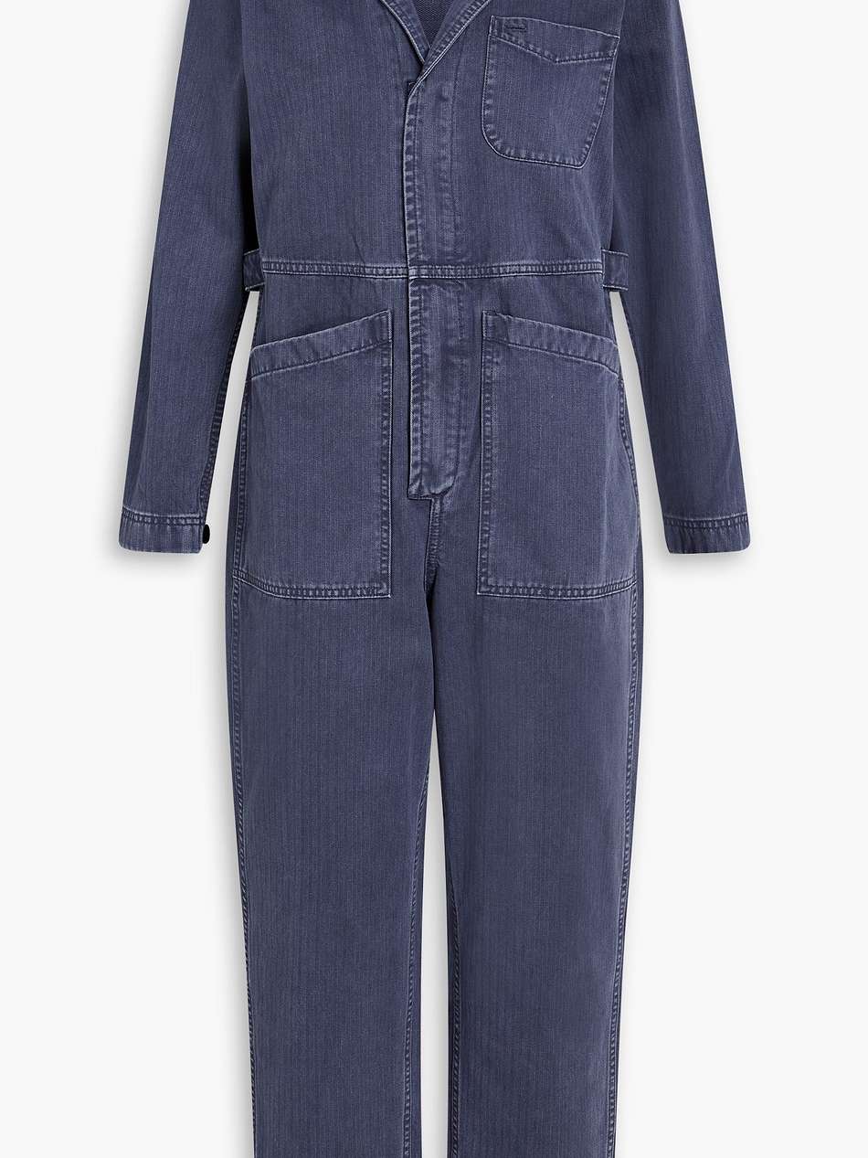 cropped herringbone cotton jumpsuit