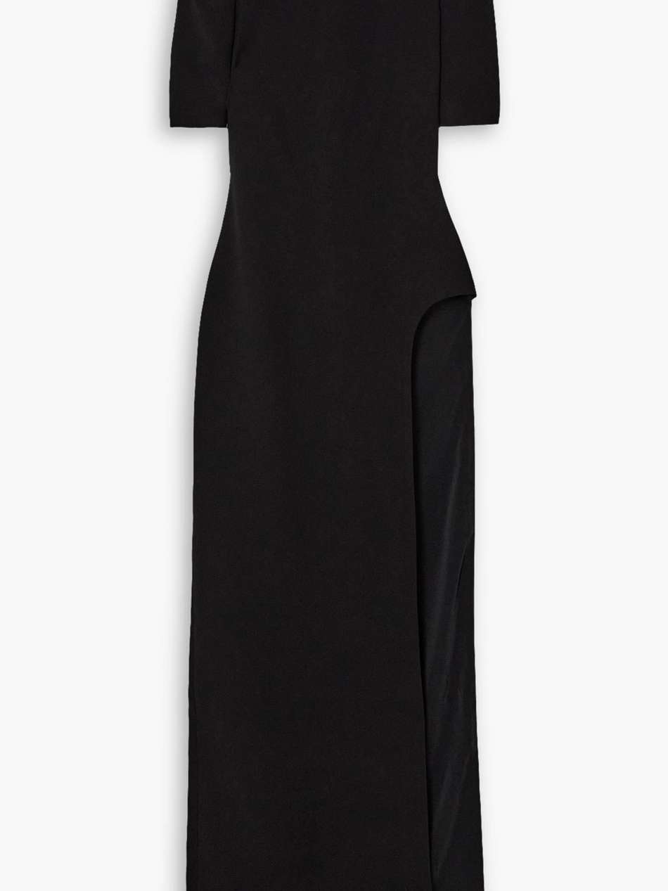 crepe turtleneck gown