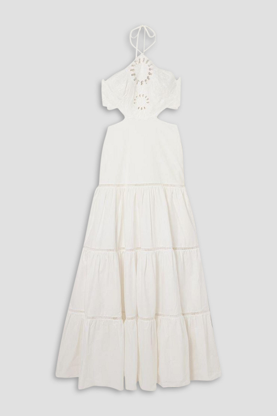 Patbo Neckholder-maxikleid Aus Popeline Aus Einer Baumwollmischung Mit Lochstickerei In White