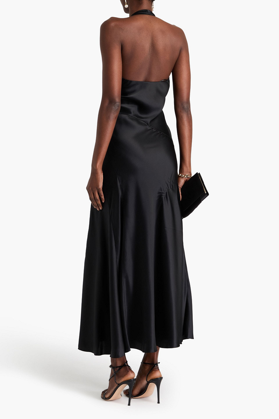  Tove - Midikleid Aus Seidensatin - Schwarz - Fr 34 