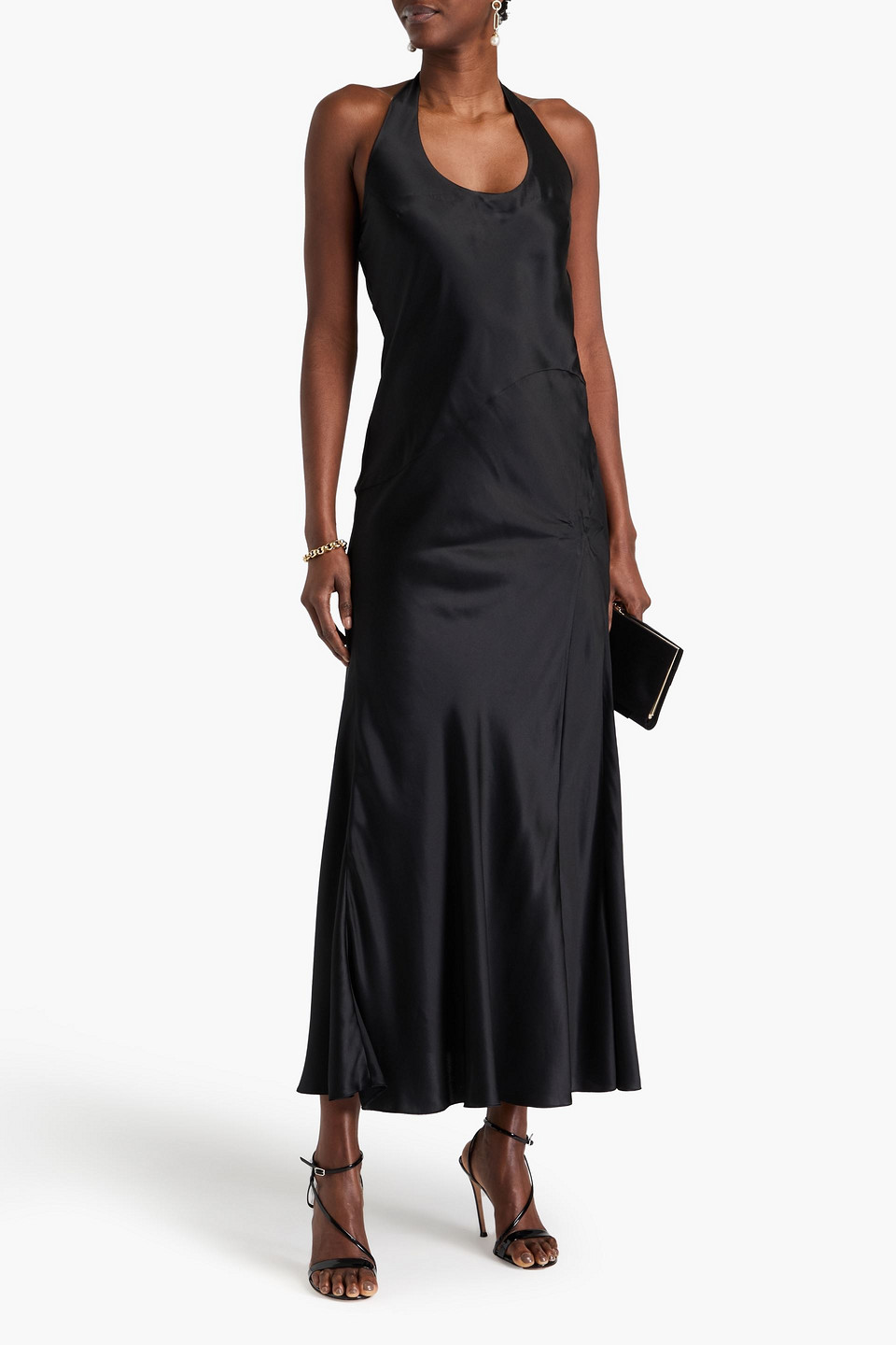  Tove - Midikleid Aus Seidensatin - Schwarz - Fr 34 