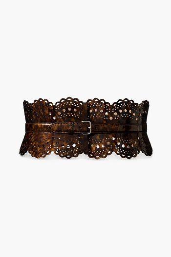 ALAIA アライア レザー ベルト 75 花 フラワー 黒 ハイブランド