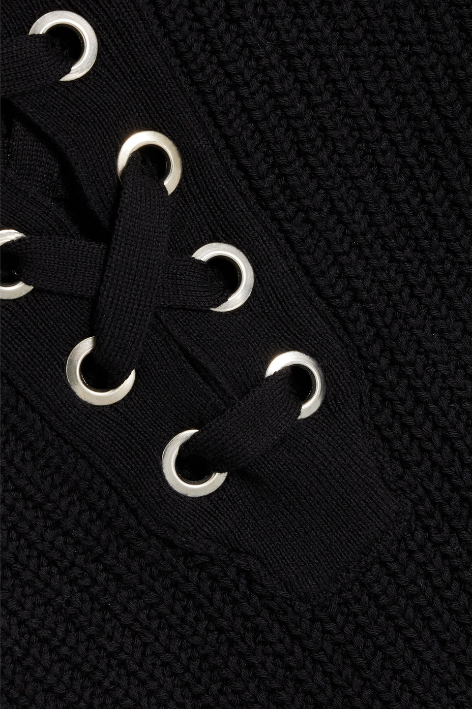 Isabel Marant Laley Lace-up Ribbed Cotton And Wool-blend Sweater In Black