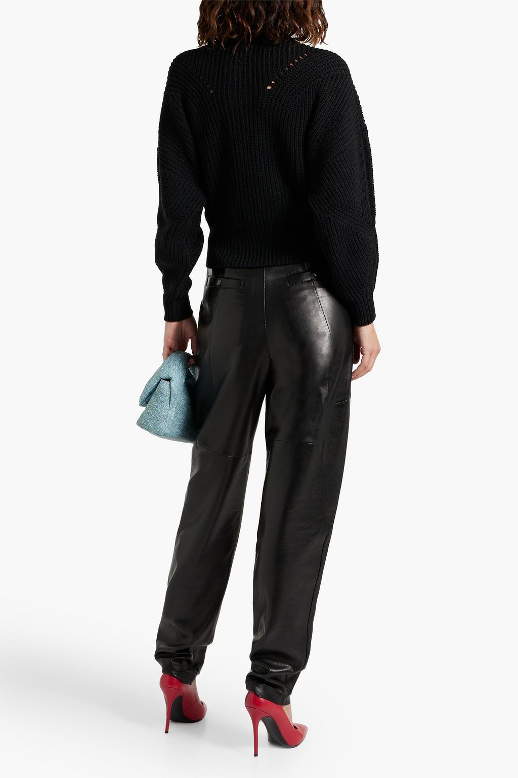 ISABEL MARANT Laley lace-up ribbed cotton and wool-blend sweater