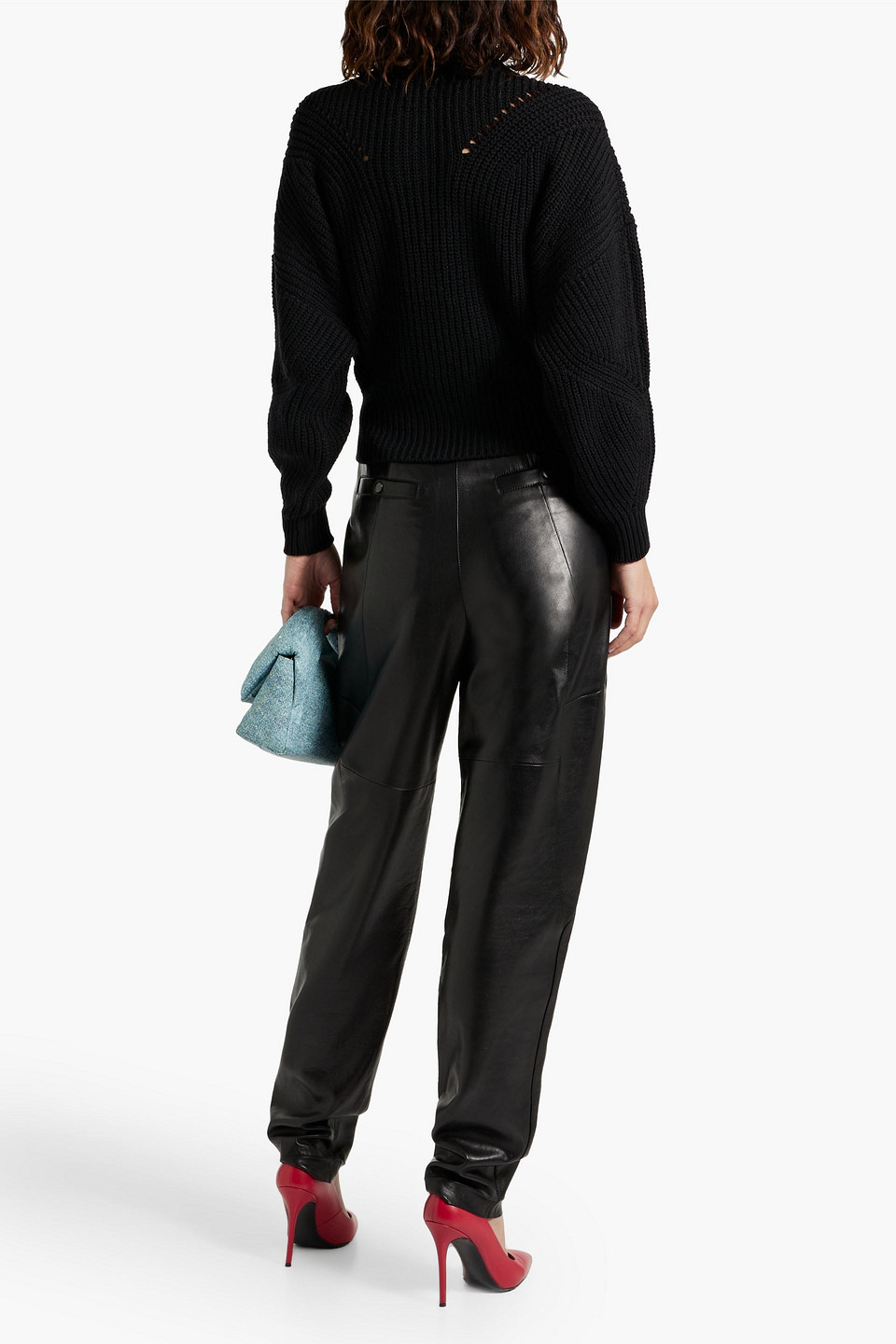 Isabel Marant Laley Lace-up Ribbed Cotton And Wool-blend Sweater In Black