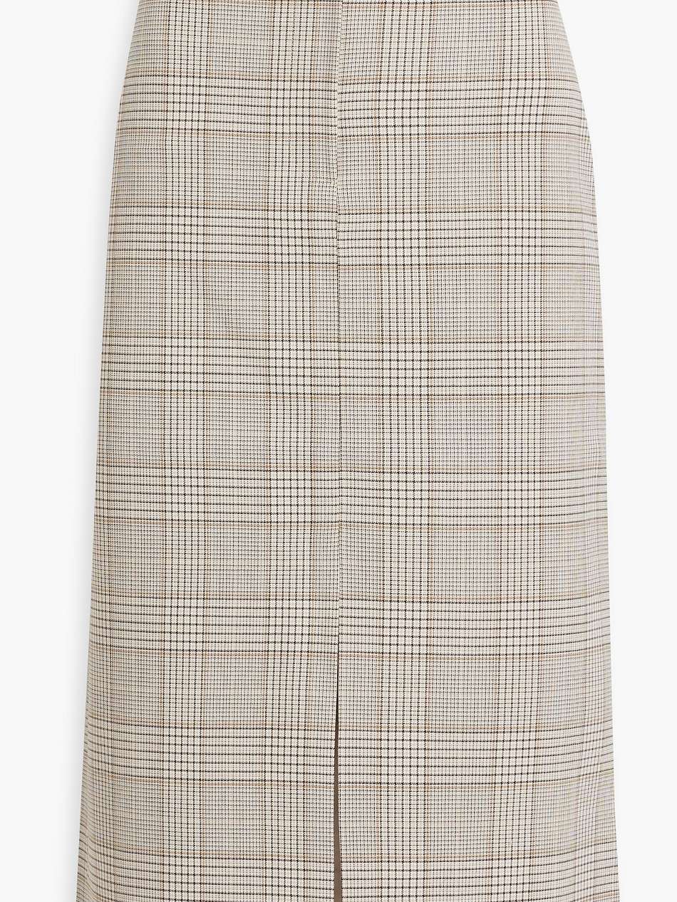 prince of wales checked twill midi skirt
